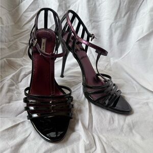Miu Miu Black and Purple Caged Heels
